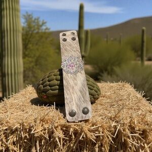 Keep It Gypsy Hair-On Hide Cuff Bracelet with Crystal Accent